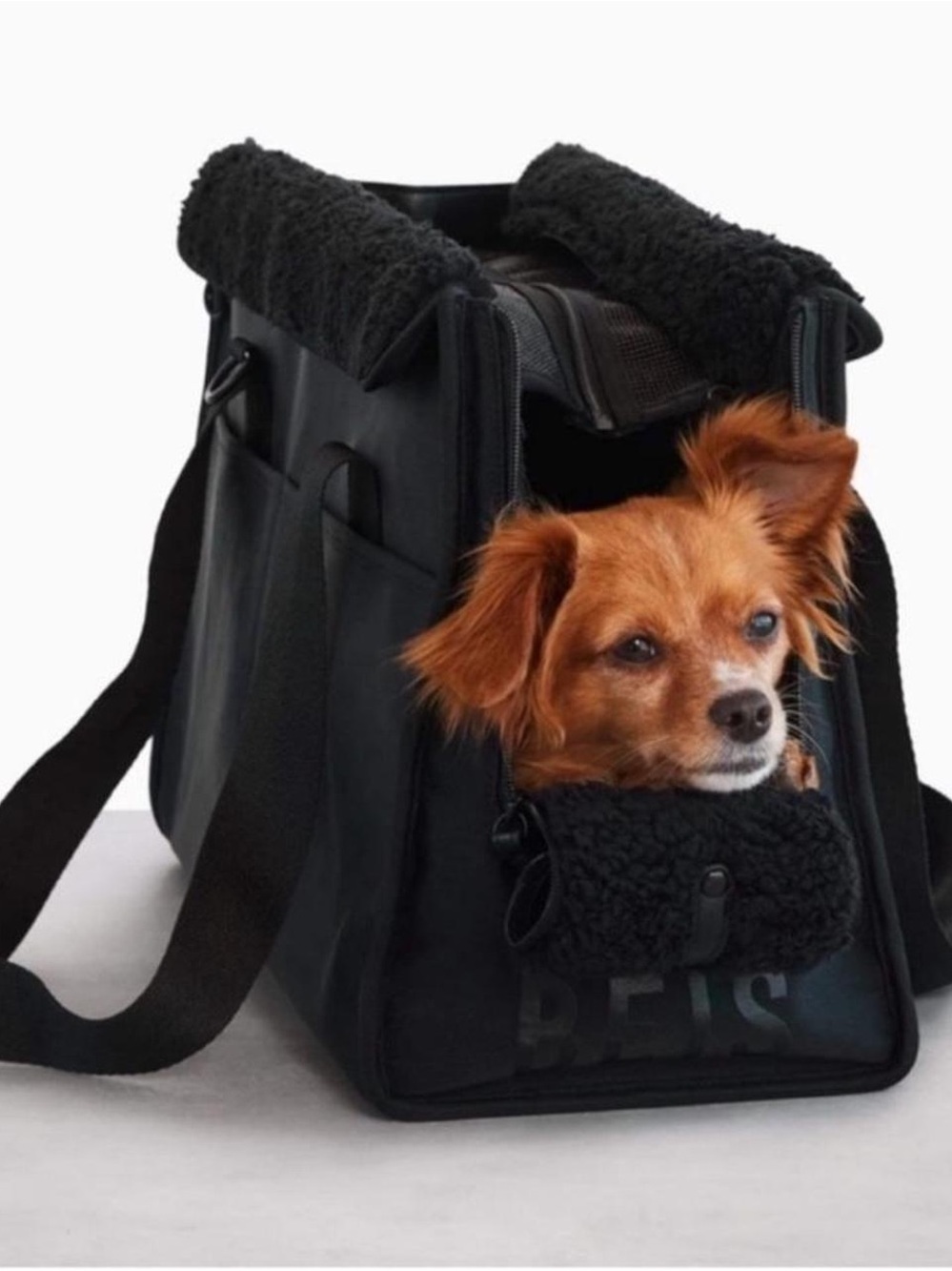 BÉIS Soft-Sided Animal Carrier Tote with Sherpa Trim